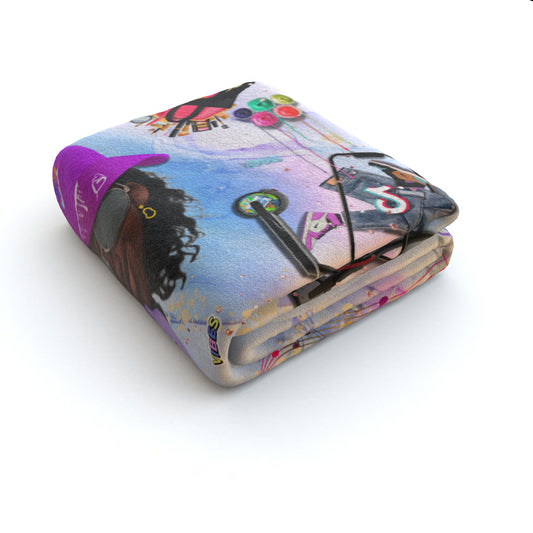 Personalised Cool Girl Emoji Fleece/ Blanket