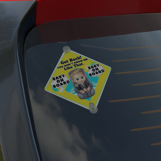 Fair Haired Baby Boy On Board Sign