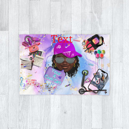 Personalised Cool Girl Emoji Fleece/ Blanket