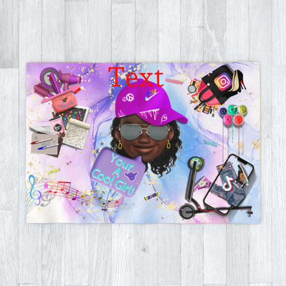 Polaire/Couverture Emoji Cool Girl personnalisée