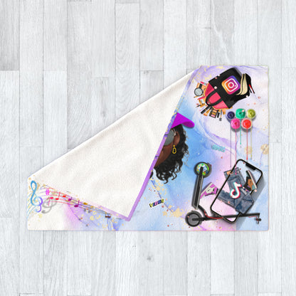 Personalised Cool Girl Emoji Fleece/ Blanket